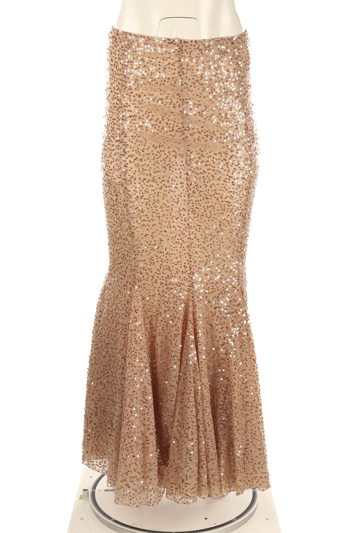 FARAH KHAN NUDE SEQUIN MAXI SKIRT SMALL