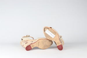 CHARLOTTE OLYMPIA BEIGE CANVAS WEDGE SANDALS EU 36 UK 3 US 6