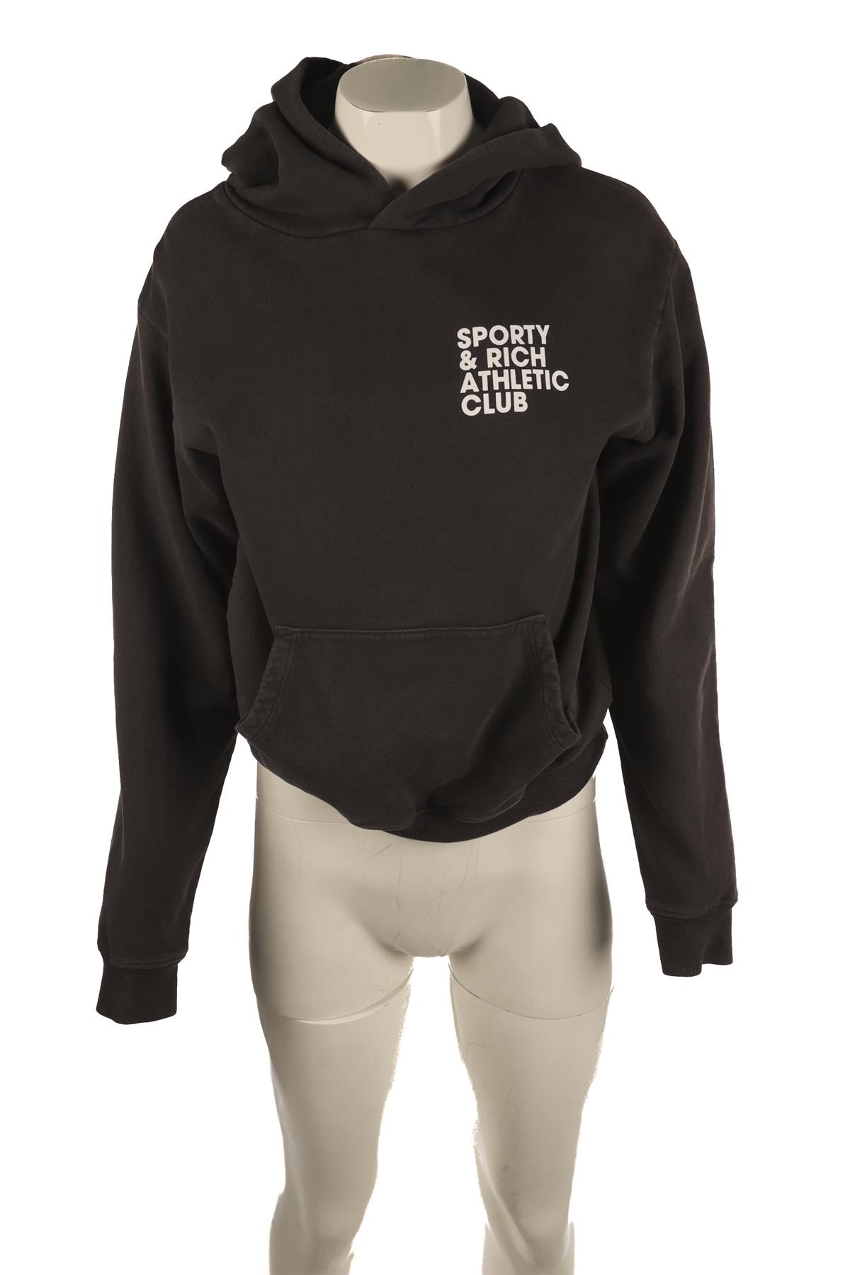 SPORTY & RICH GREY COTTON HOODIE XSMALL