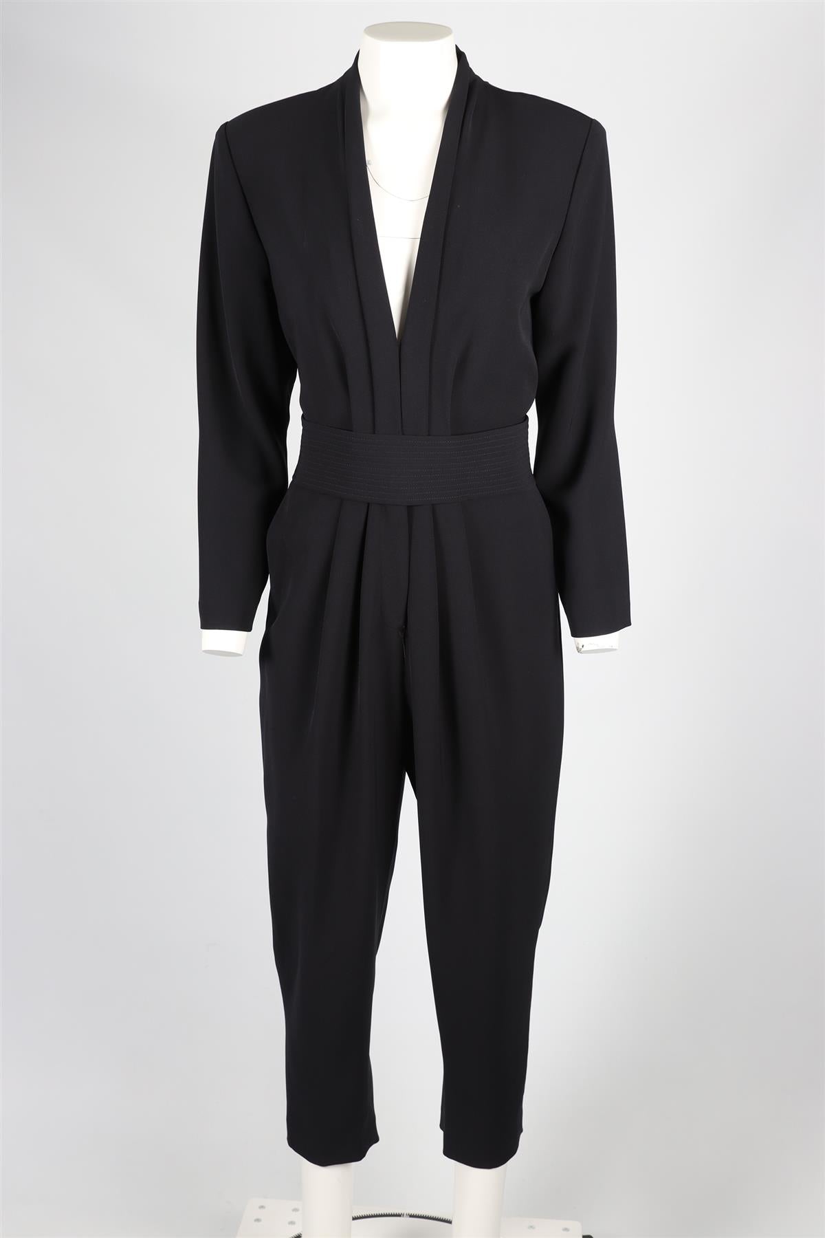 A.L.C. NAVY BELTED CREPE JUMPSUIT US 12 UK 16