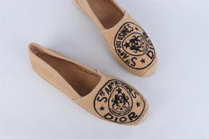CHRISTIAN DIOR BEIGE GRANVILLE RAFFIA ESPADRILLES EU 40.5 UK 7.5 US 10.5