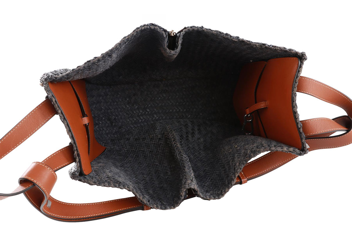 LOEWE NAVY HAMMOCK MEDIUM LEATHER TOTE BAG