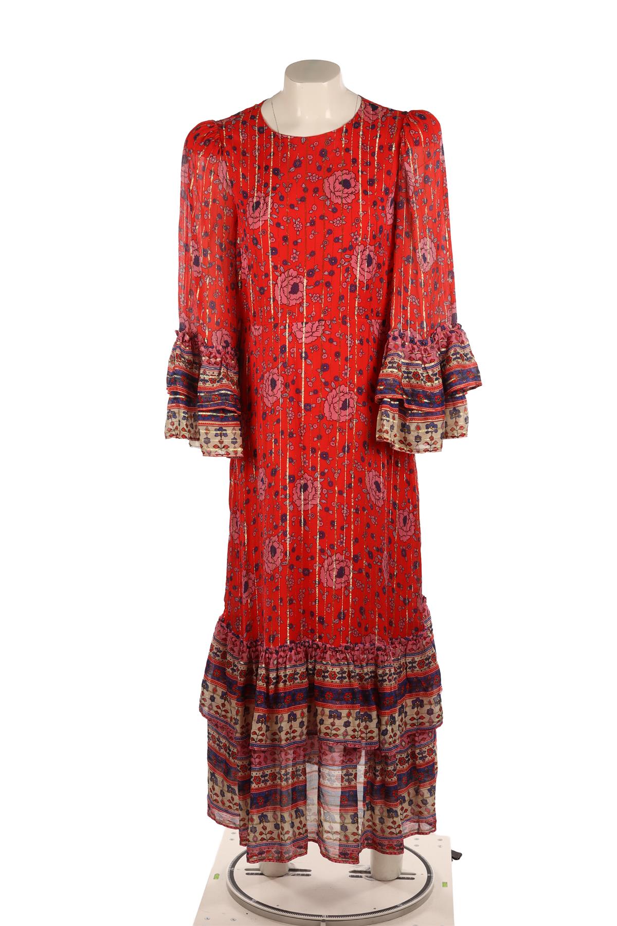 QUEENS OF ARCHIVE RED CREPE MAXI DRESS MEDIUM