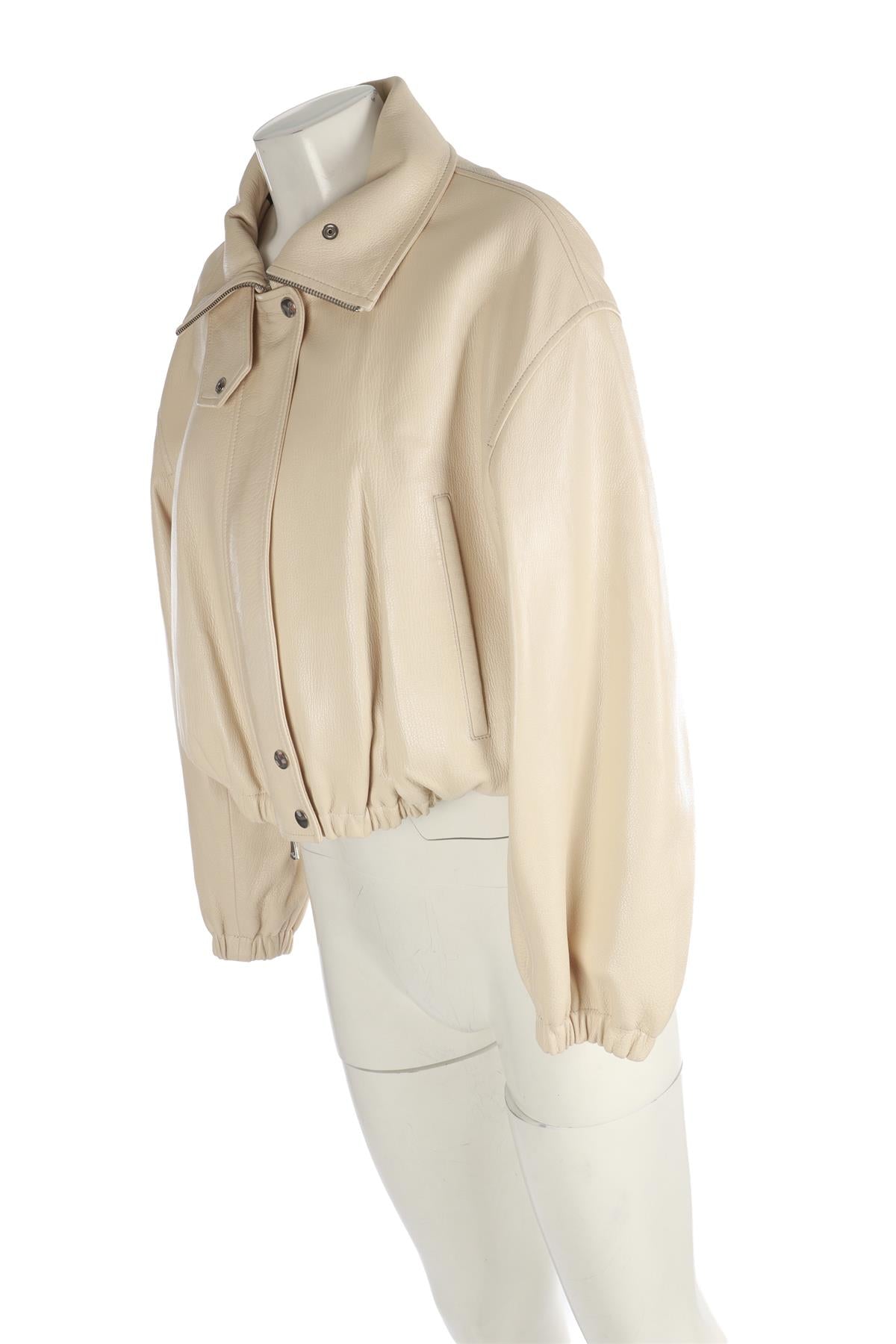 NOUR HAMMOUR CREAM PIA LEATHER JACKET SMALL