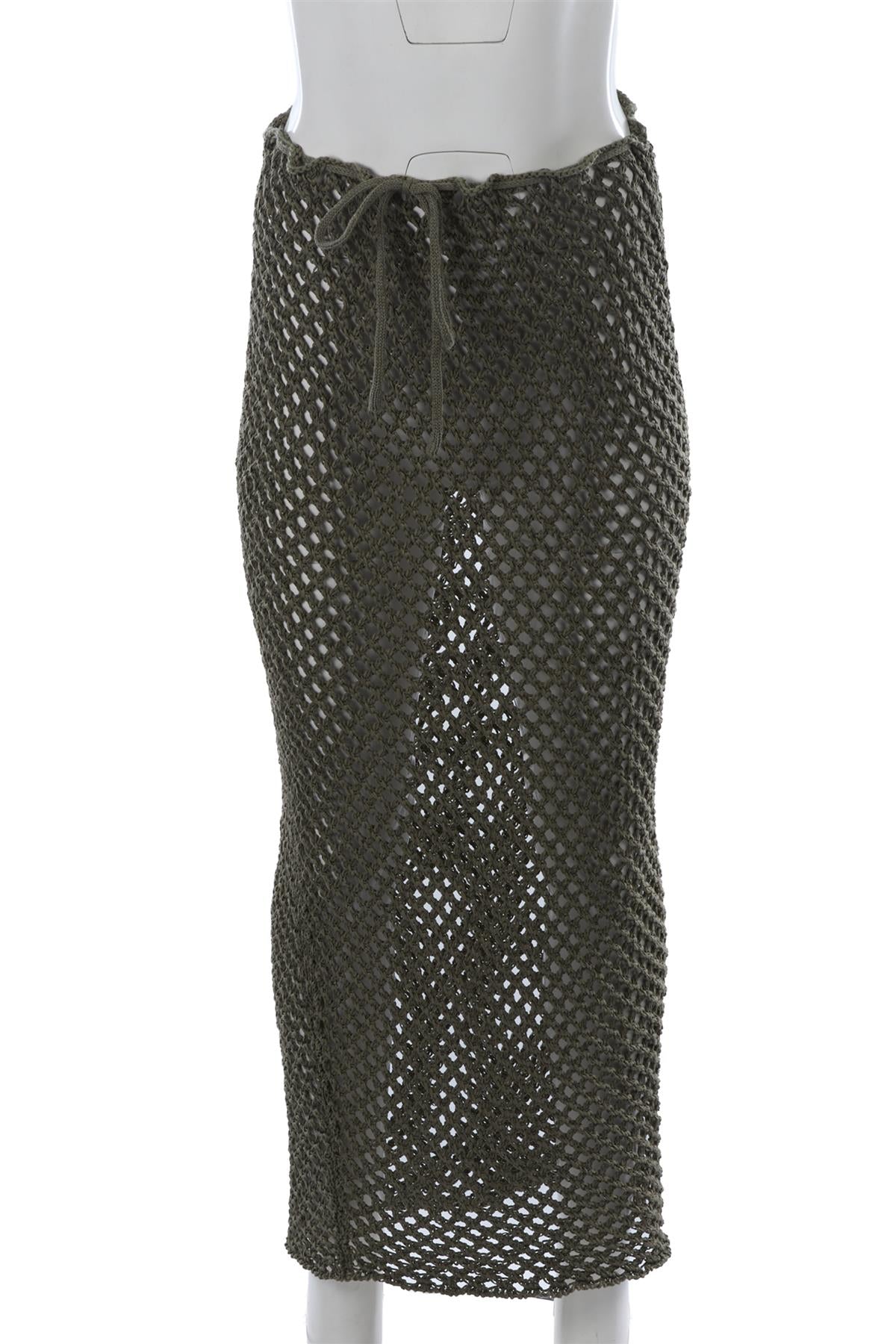 Green Crochet Maxi Skirt