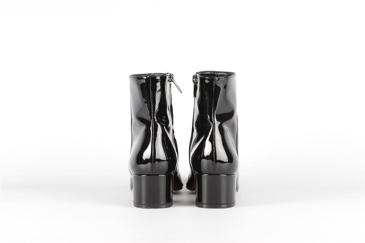 GIANVITO ROSSI BLACK PATENT LEATHER ANKLE BOOTS EU 39 UK 6 US 9