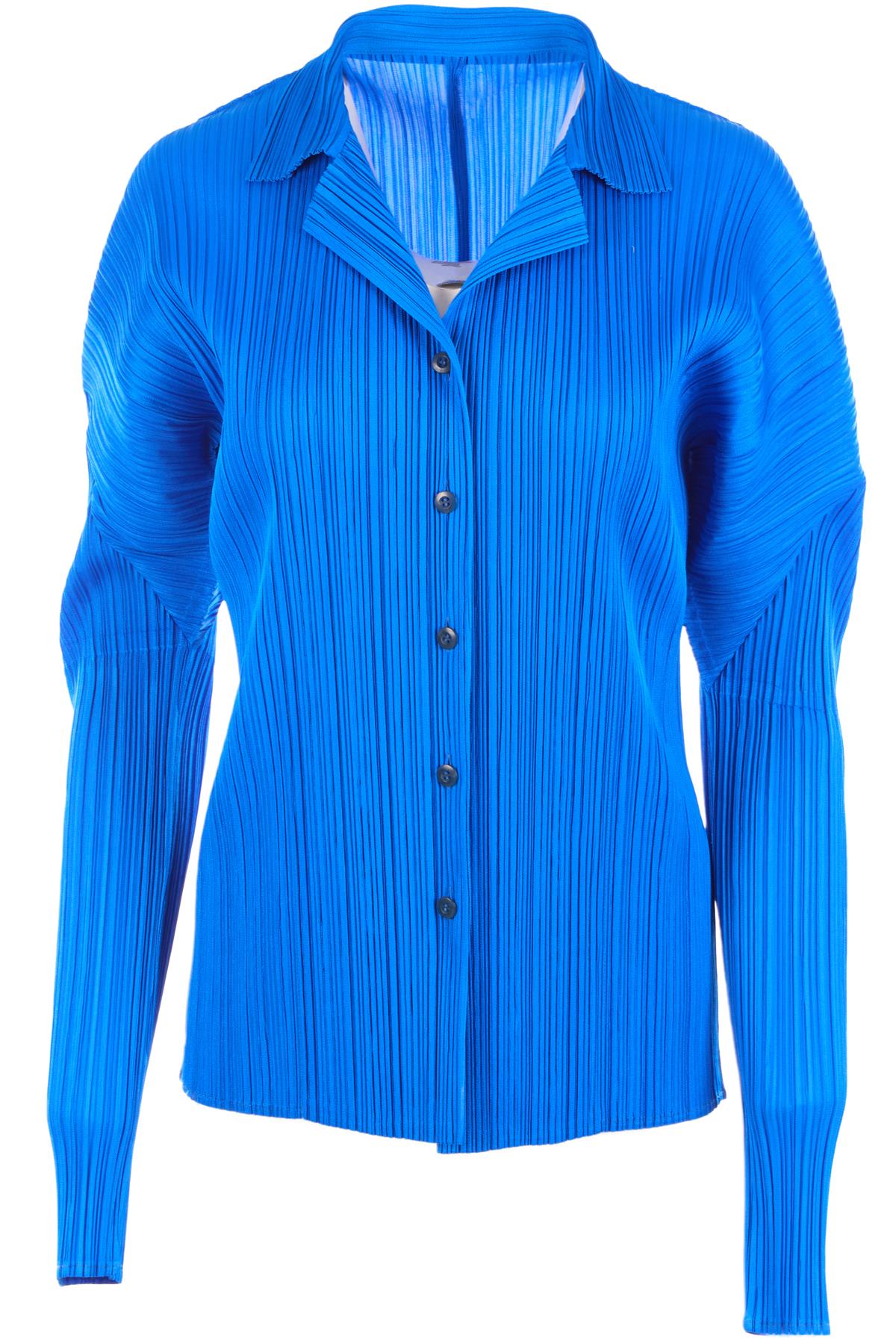 PLEATS PLEASE ISSEY MIYAKE BLUE SHIRT UK 16