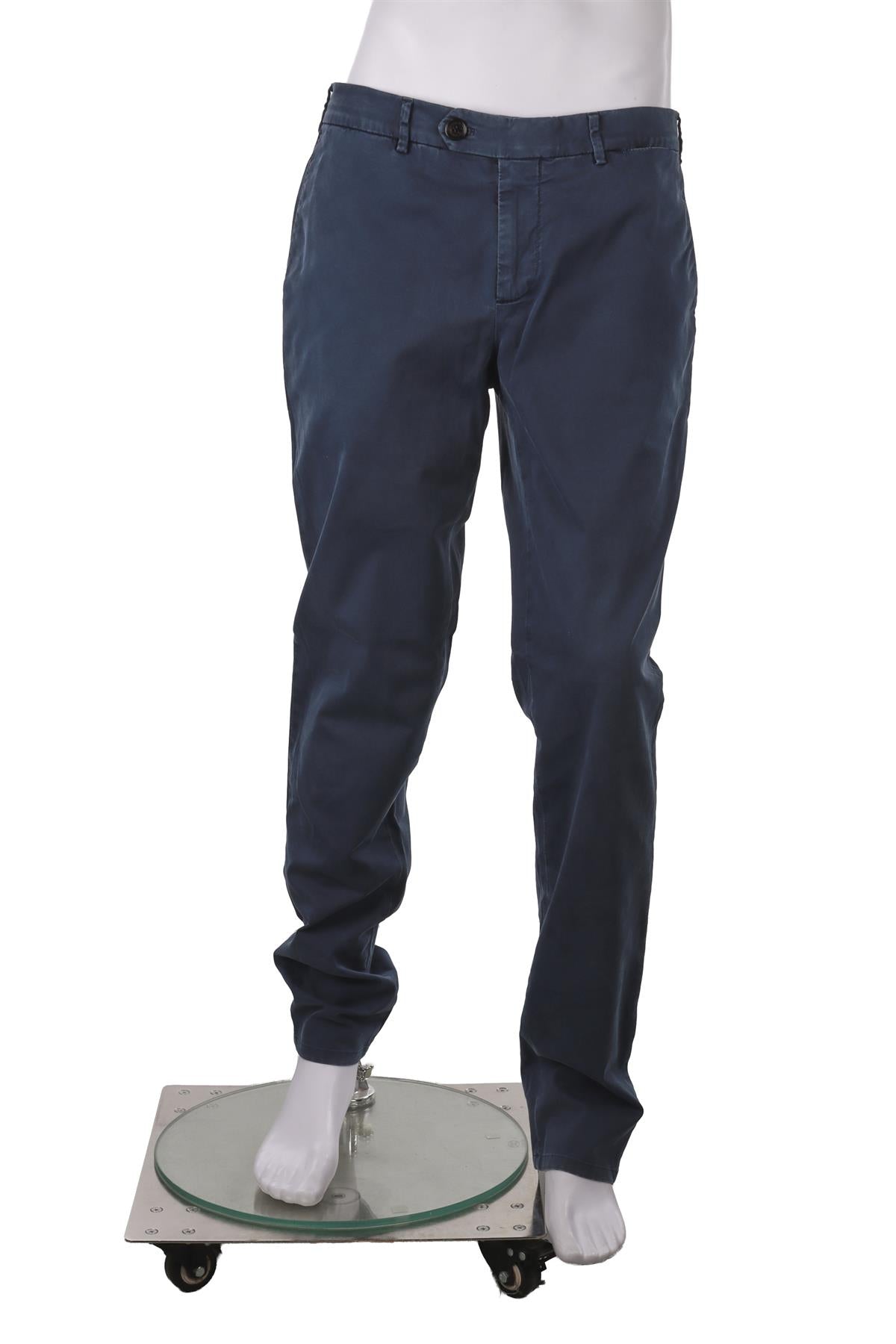 BRUNELLO CUCINELLI NAVY MEN'S COTTON STRAIGHT LEG PANTS IT 50 UK 34 FR 42