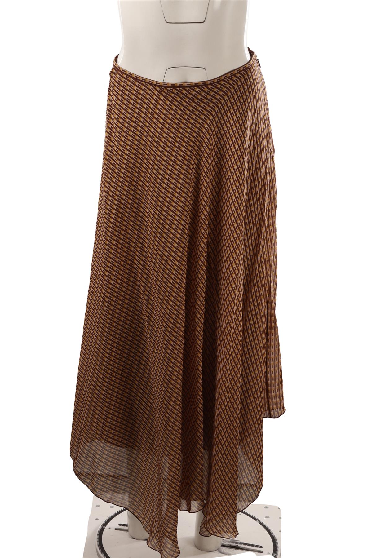 BROWN SILK MAXI SKIRT