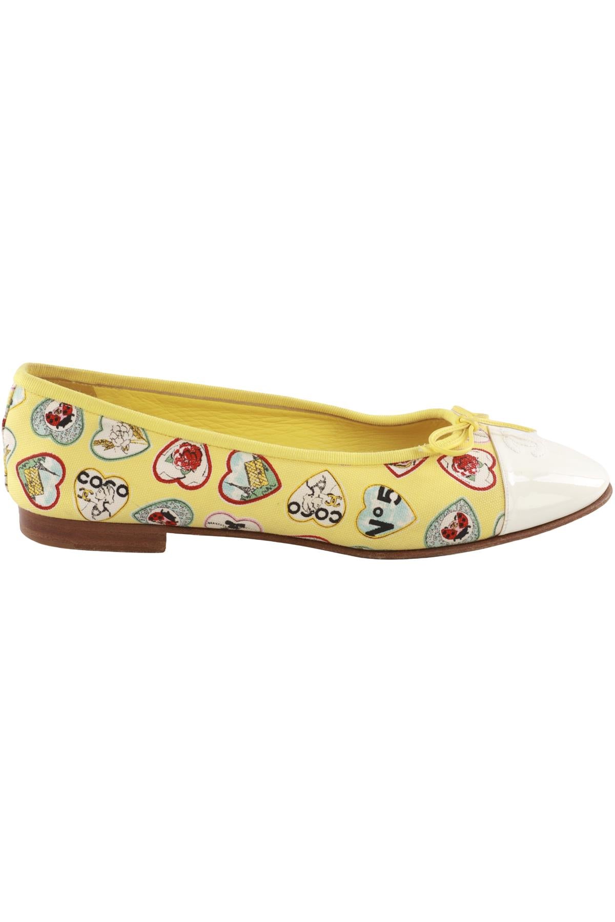 CHANEL YELLOW 2006 CANVAS BALLET FLATS EU 40.5 UK 7.5 US 10.5