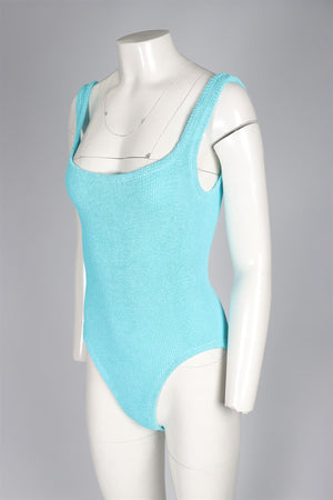 HUNZA G BLUE KNIT SWIMSUIT ONE SIZE