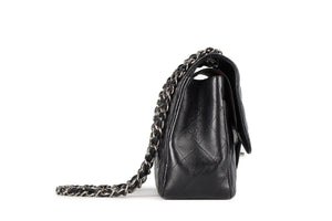 CHANEL BLACK 2011 CLASSIC DOUBLE FLAP JUMBO QUILTED CAVIAR LEATHER SHOULDER BAG