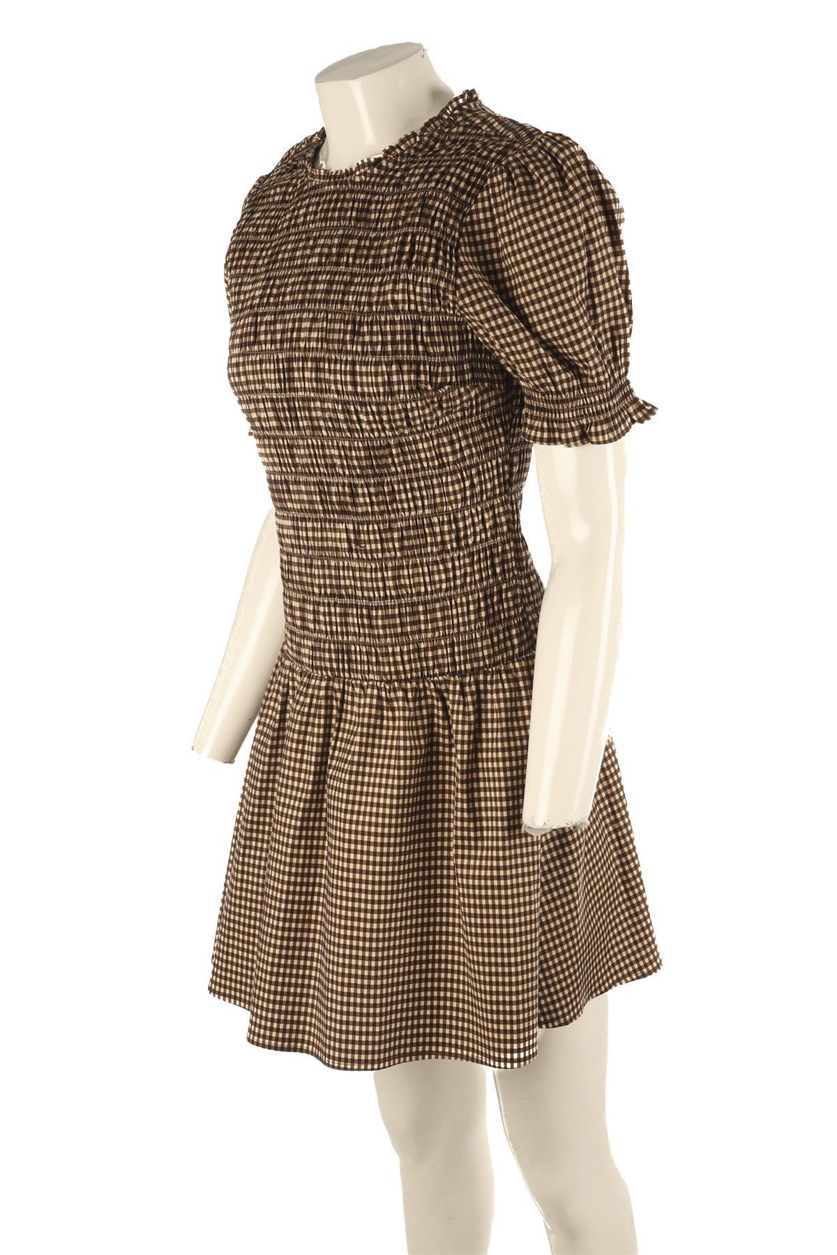 REFORMATION BROWN COTTON MINI DRESS UK 10