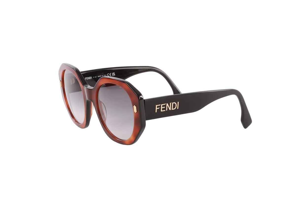 FENDI BROWN ROUND FRAME ACETATE SUNGLASSES