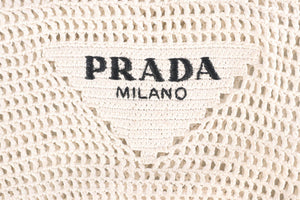 PRADA WHITE RAFFIA TOTE BAG