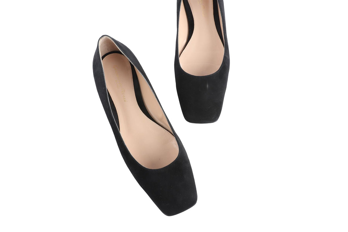 GIANVITO ROSSI BLACK SUEDE BALLET FLATS EU 38 UK 5 US 8