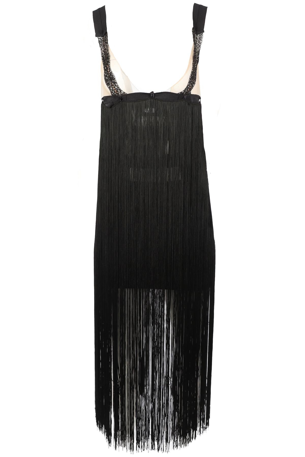 LA PERLA BLACK FRINGE MAXI DRESS UK 12