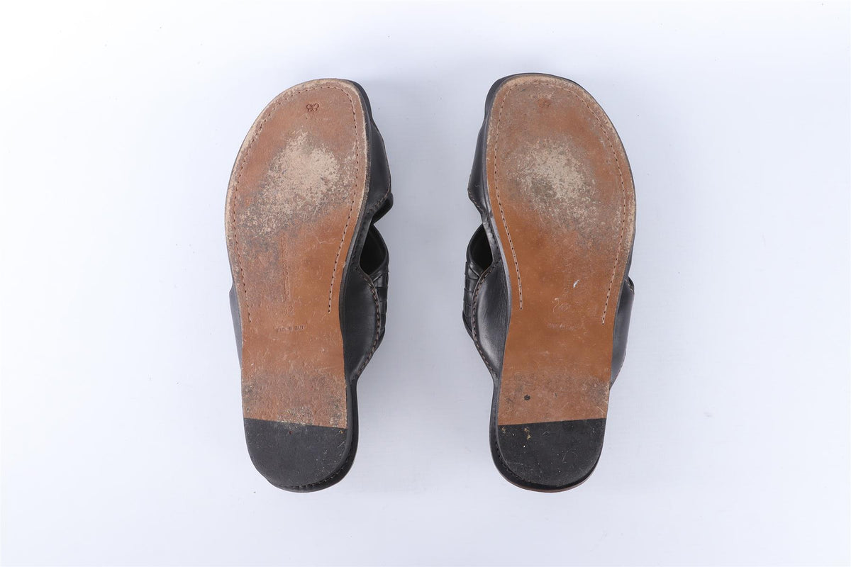 BOTTEGA VENETA BLACK MEN'S INTRECCIATO LEATHER SANDALS EU 42 UK 8 S 9