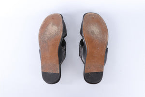 BOTTEGA VENETA BLACK MEN'S INTRECCIATO LEATHER SANDALS EU 42 UK 8 S 9