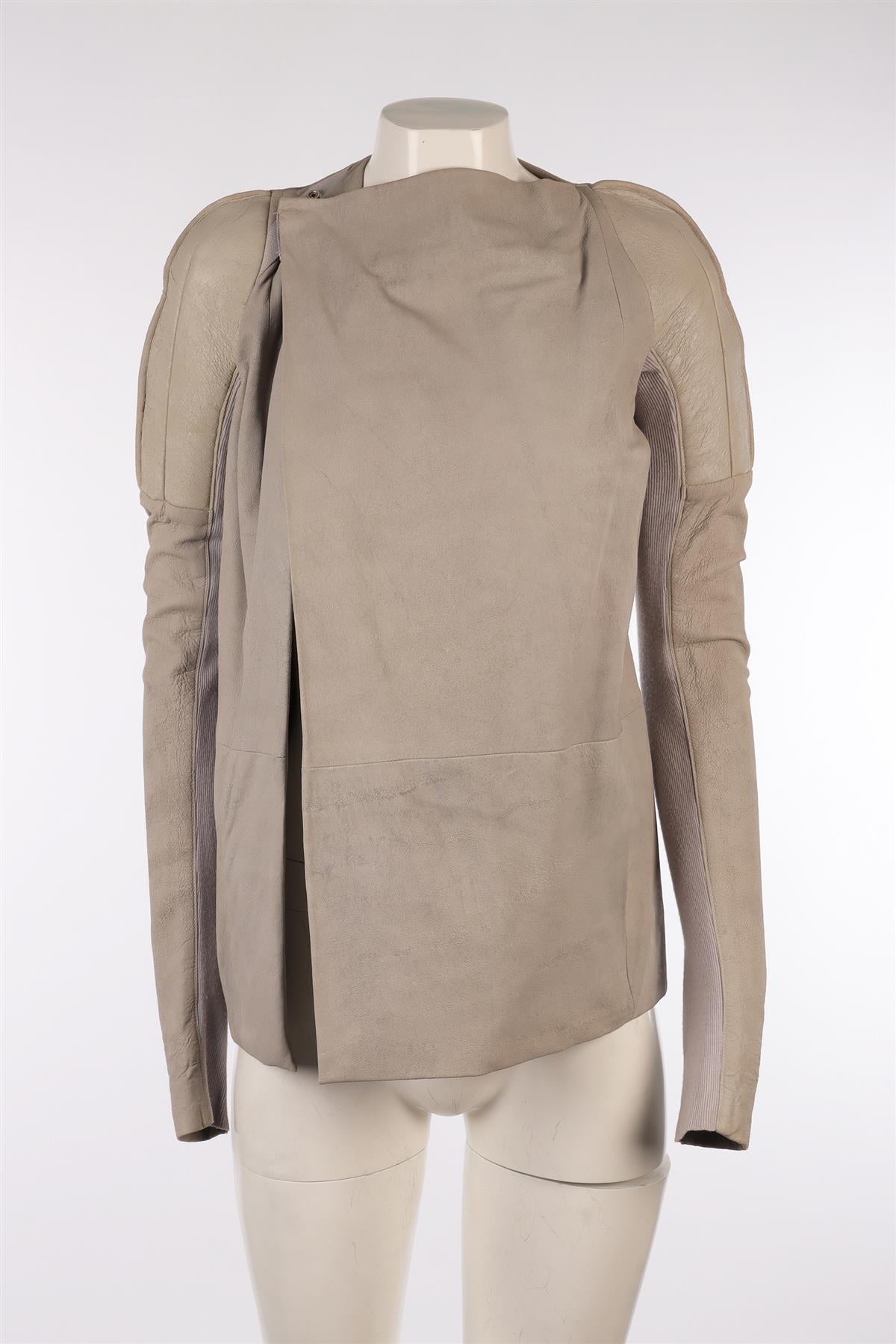 RICK OWENS GREY LEATHER JACKET IT 42 UK 10