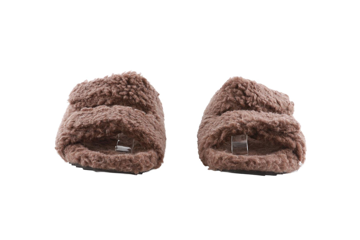 JAMES PERSE BROWN FAUX SHEARLING SANDALS EU 38 UK 5 US 8