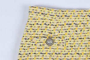 ALESSANDRA RICH YELLOW TWEED MINI SKIRT IT 38 UK 6