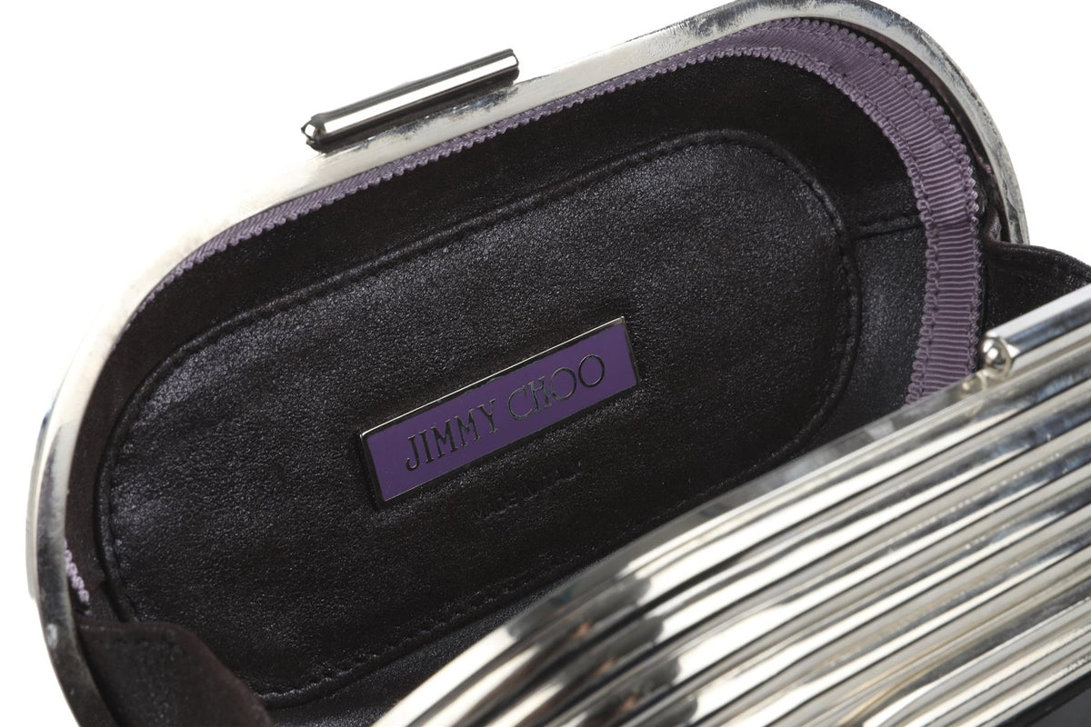 JIMMY CHOO SILVER METAL CLUTCH