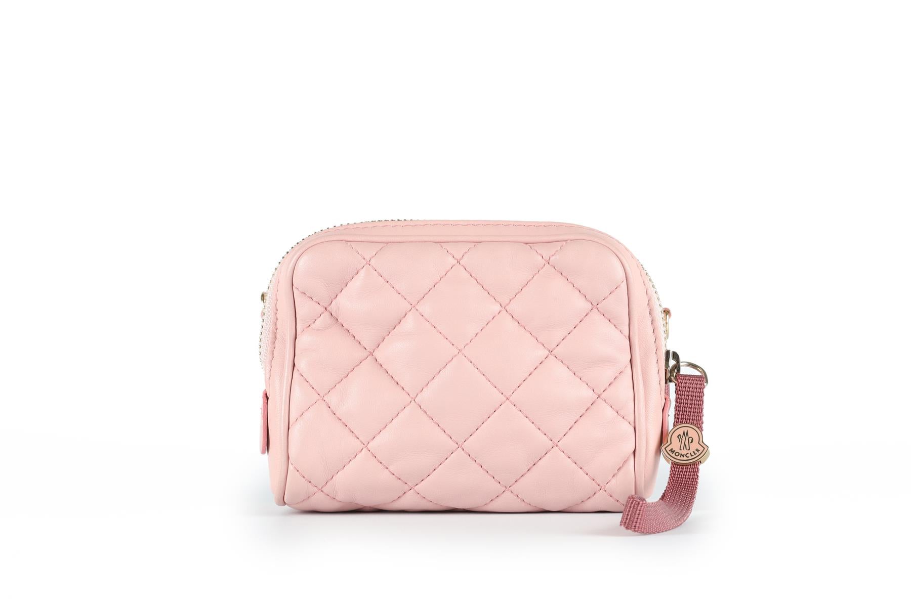 MONCLER PINK LOUISA QUILTED LEATHER SHOULDER BAG