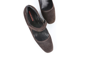 PRADA SPORT BROWN SUEDE WEDGE PUMPS EU 37.5 UK 4.5 US 7.5