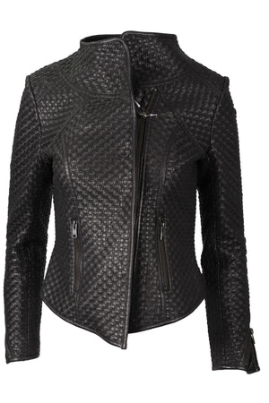 MALIKA RAJANI BLACK LEATHER JACKET SMALL