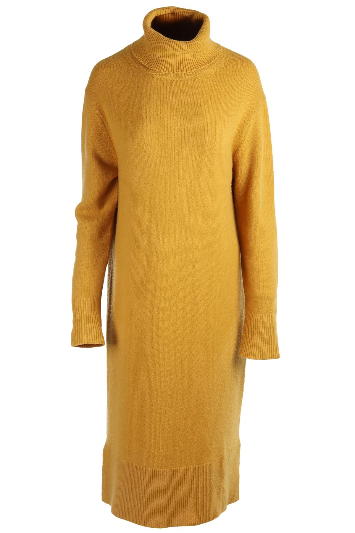 JOSEPH YELLOW CASHMERE MIDI DRESS LARGE
