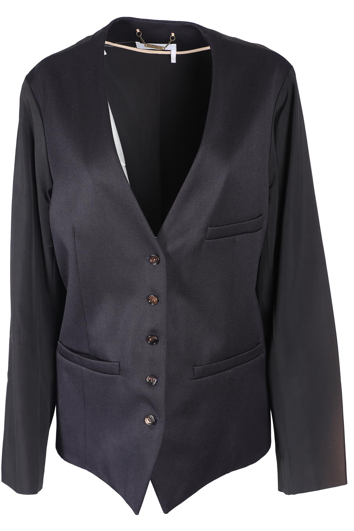 CHLOÉ BLACK WOOL JACKET FR 44 UK 16