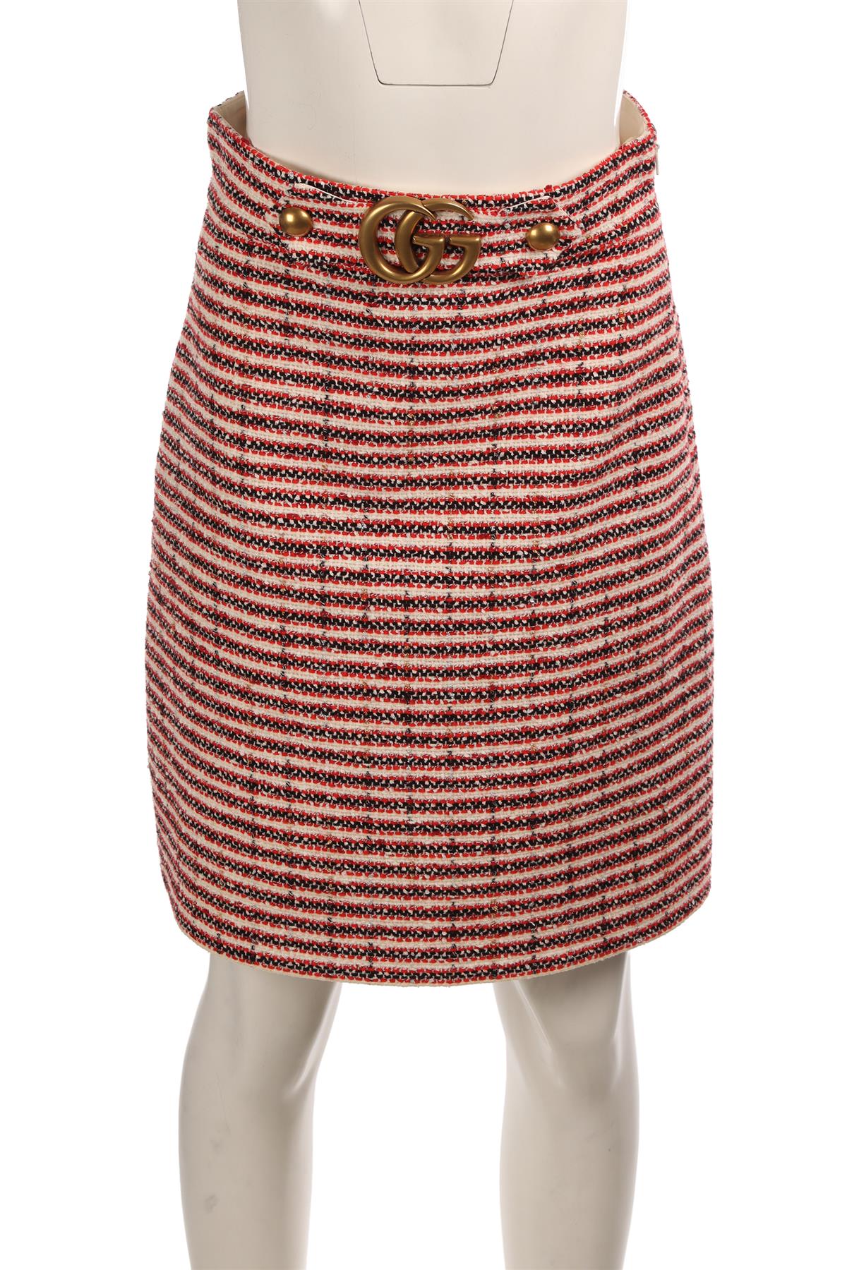 GUCCI RED COTTON MIDI SKIRT IT 40 UK 8