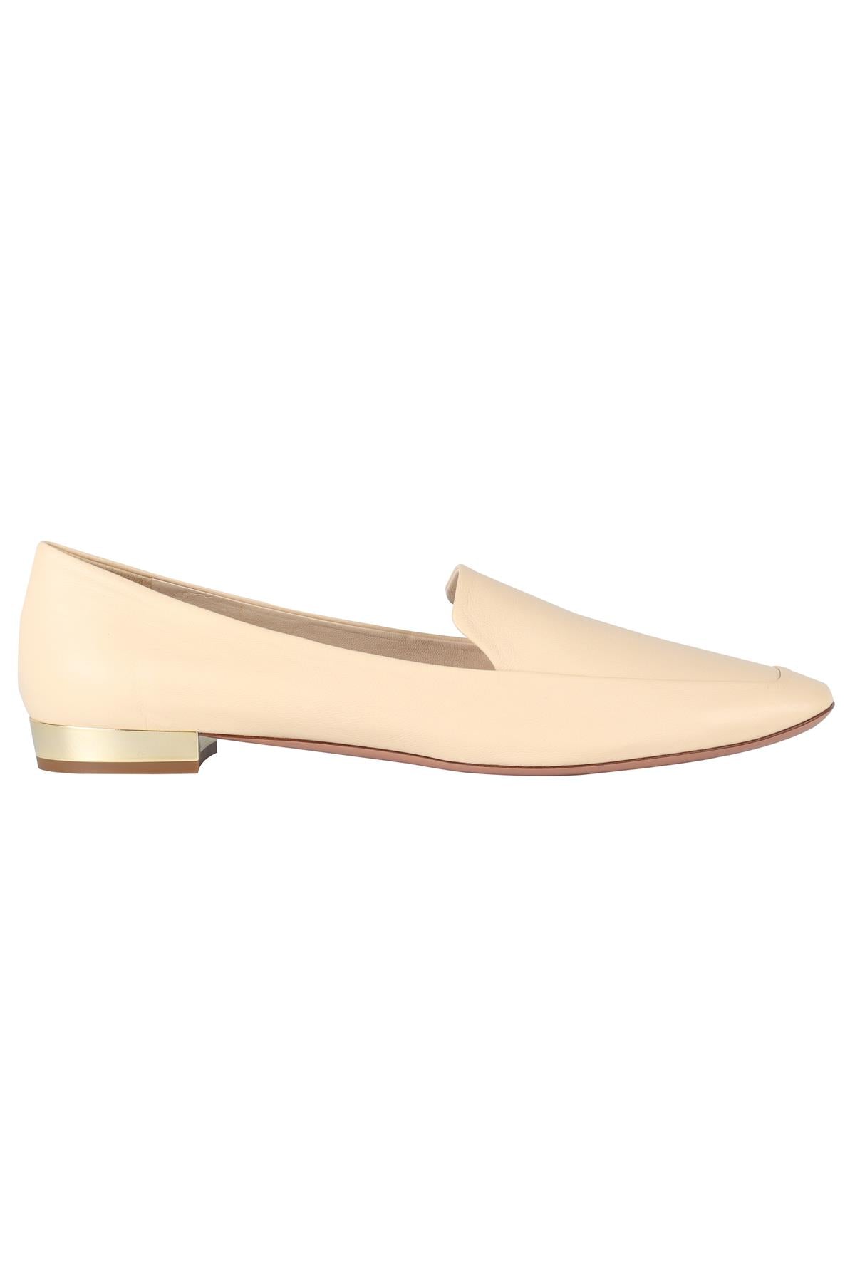 AQUAZZURA CREAM LEATHER LOAFERS EU 39.5 UK 6.5 US 9.5