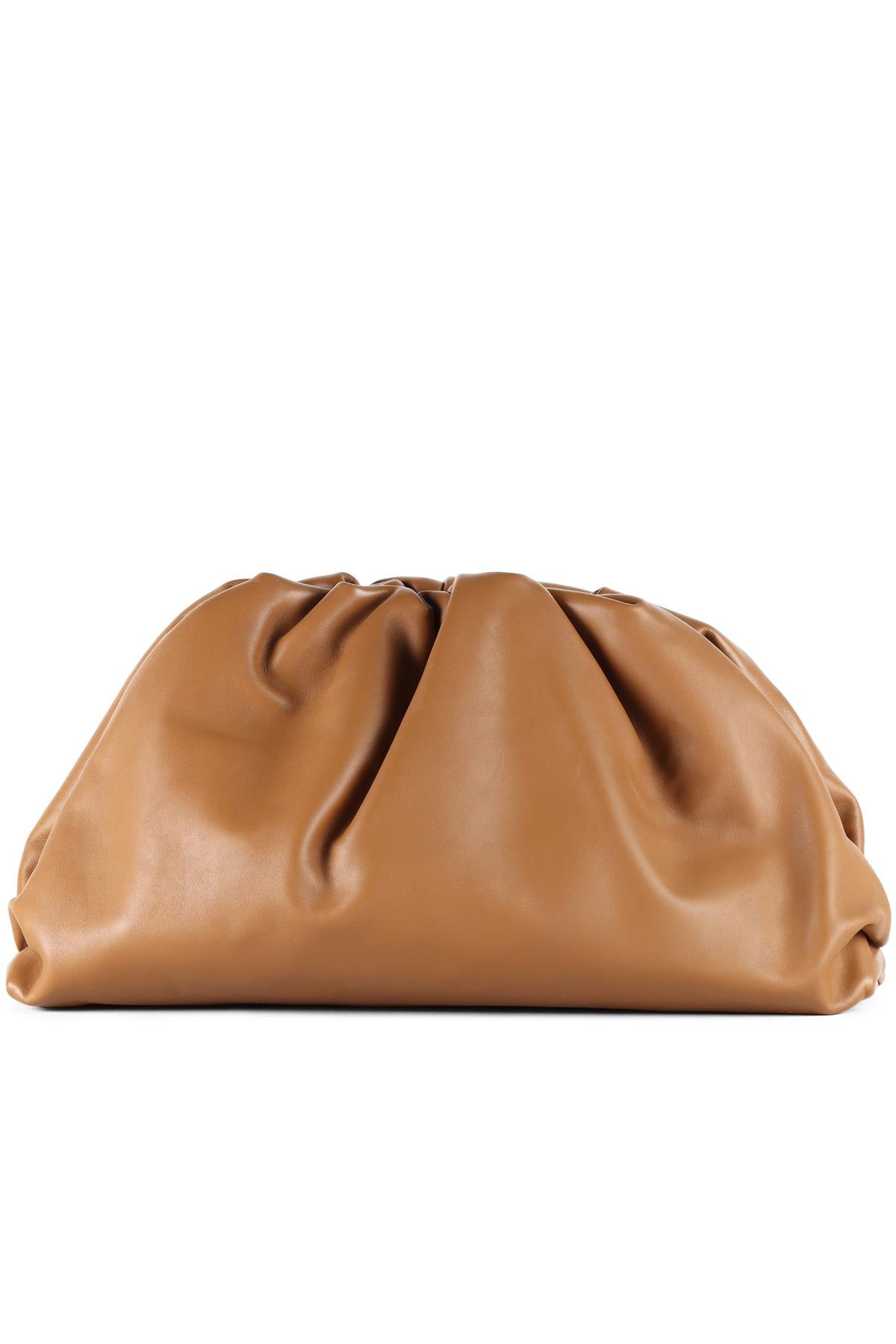 BOTTEGA VENETA BROWN POUCH LARGE LEATHER CLUTCH