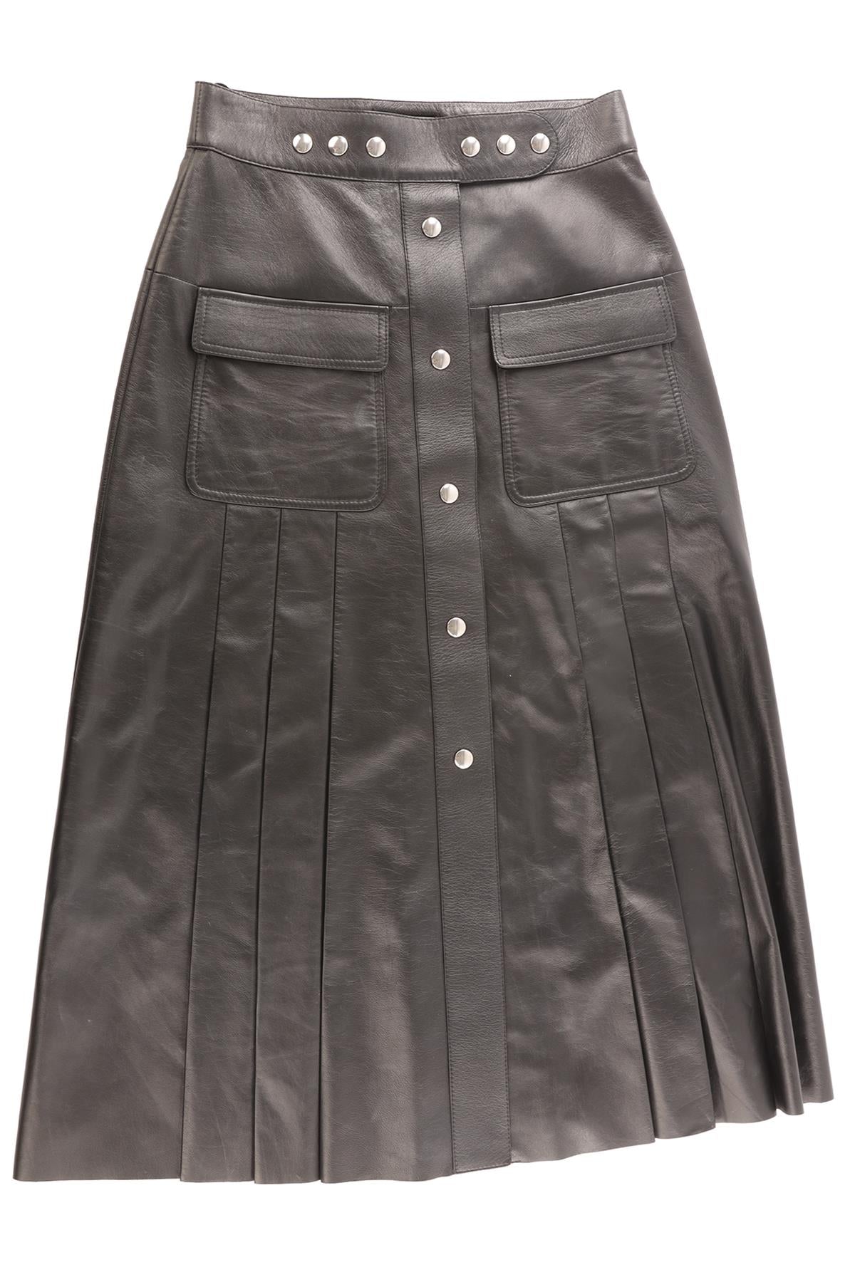 PRADA BLACK LEATHER MIDI SKIRT IT 36 UK 4