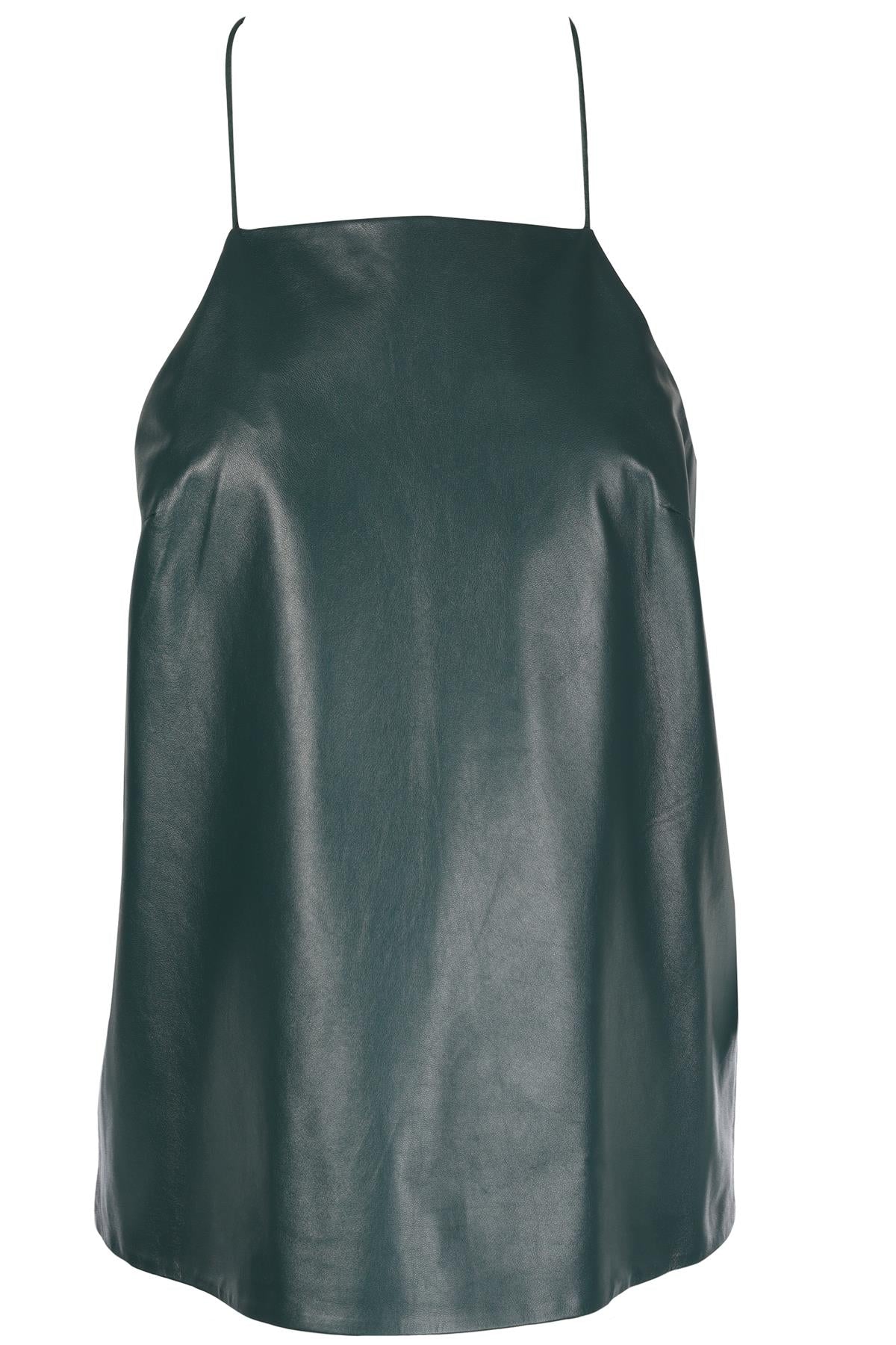 TIBI GREEN LEATHER TOP US 6 UK 10