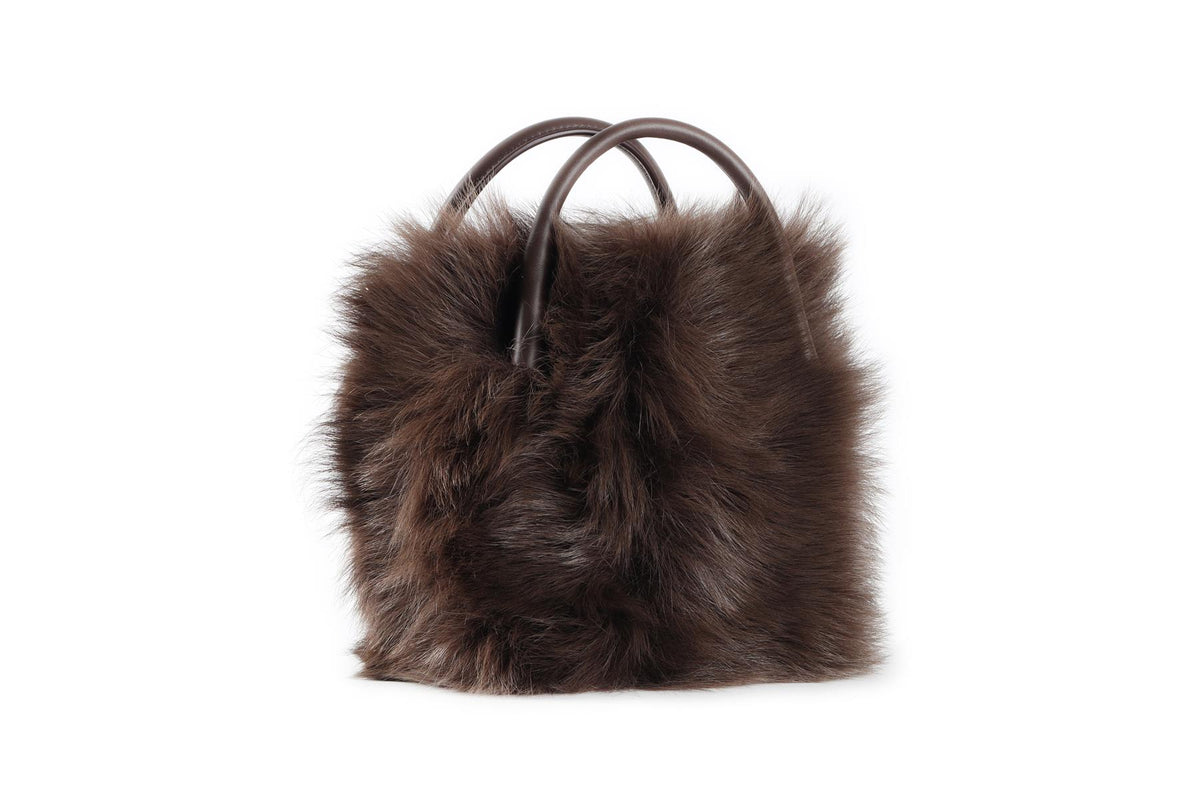 LORO PIANA BROWN BALE MICRO FUR TOTE BAG