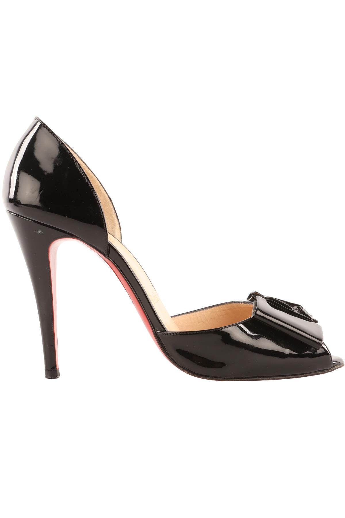 CHRISTIAN LOUBOUTIN BLACK PATENT LEATHER PUMPS EU 37 UK 4 US 7