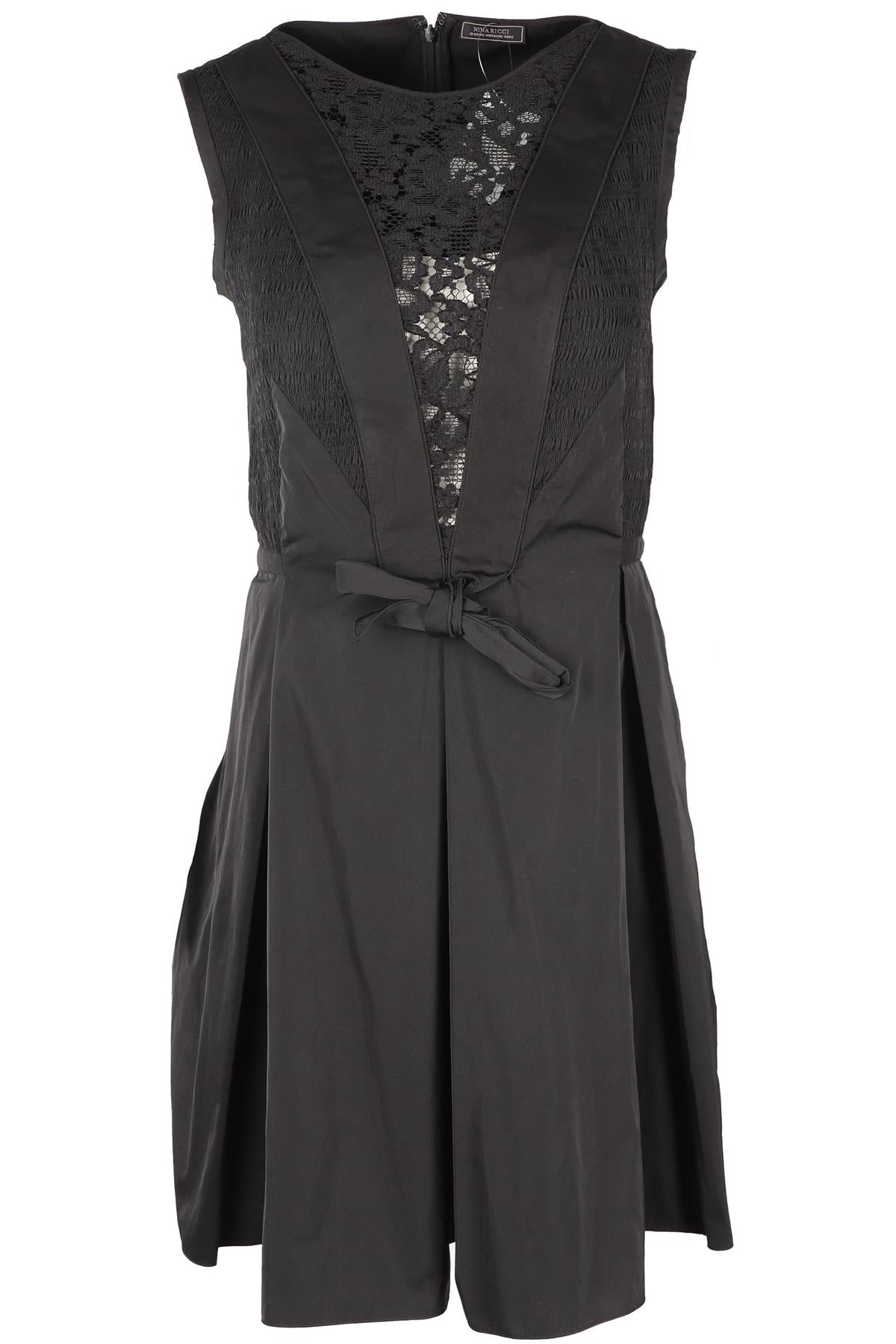 NINA RICCI BLACK SHELL MINI DRESS IT 38 UK 6