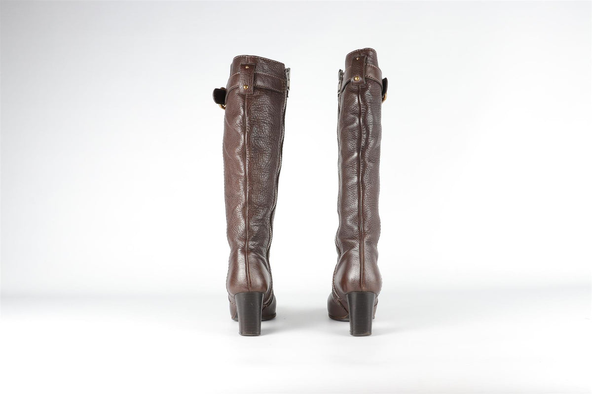 CHLOÉ BROWN LEATHER KNEE HIGH BOOTS EU 35 UK 2 US 5