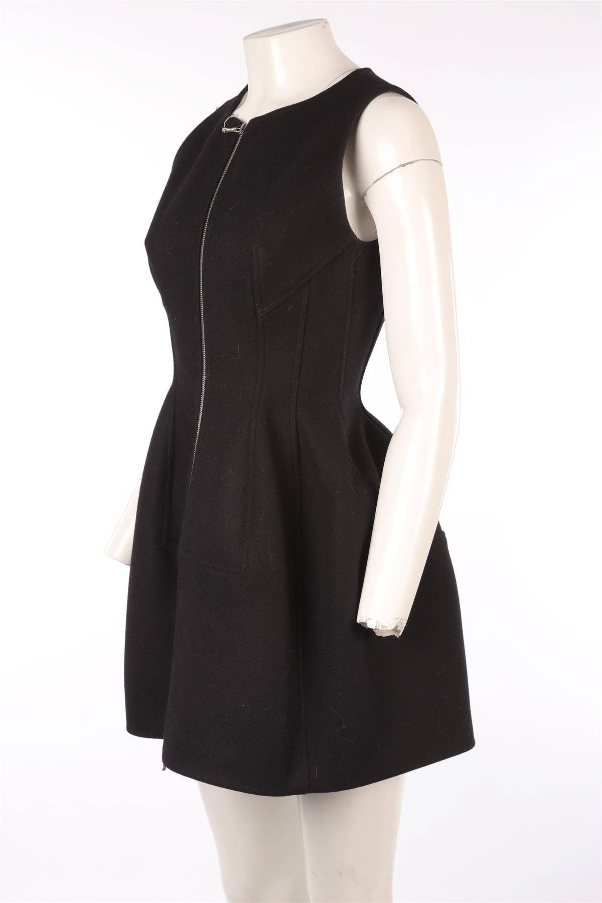 ALAÏA BLACK WOOL MINI DRESS FR 42 UK 14