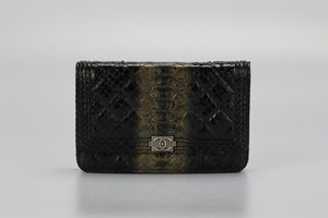 CHANEL 2014 BOY WALLET ON CHAIN QUILTED PYTHON SHOULDER BAG