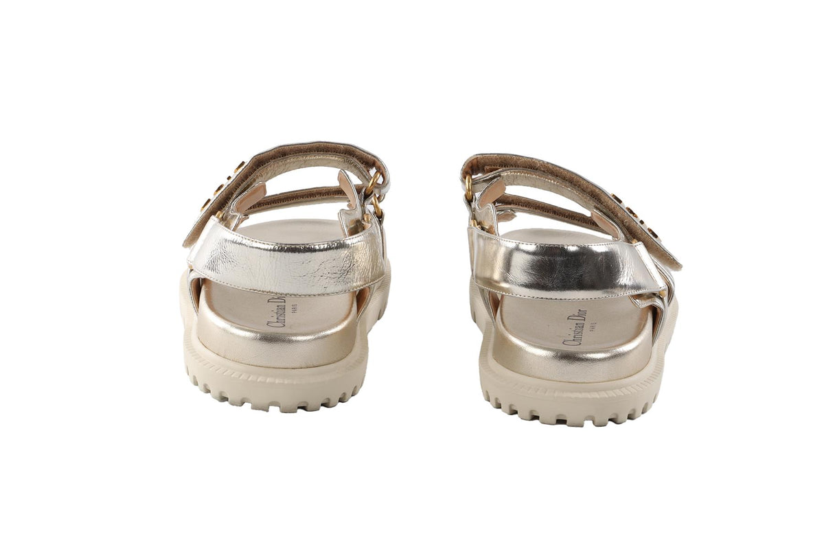 CHRISTIAN DIOR GOLD DIORACT LEATHER SANDALS EU 38 UK 5 US 8