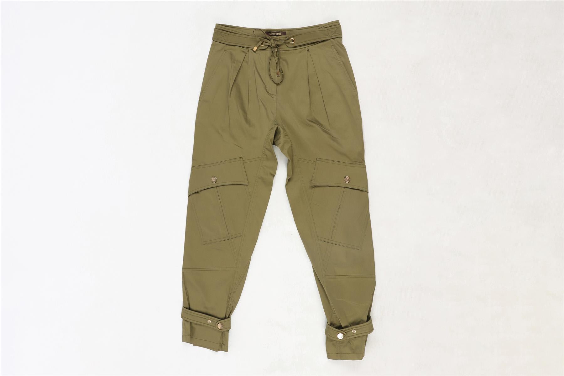 ROBERTO CAVALLI GREEN TAPERED PANTS IT 38 UK 6