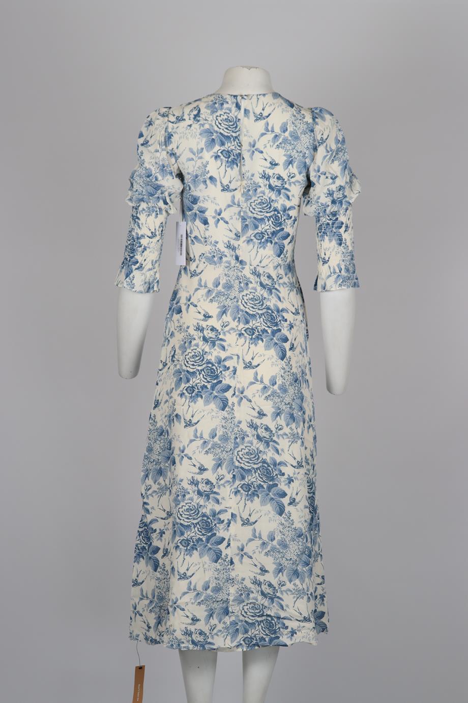 REFORMATION FLORAL PRINT CREPE MIDI DRESS US 2 UK 6