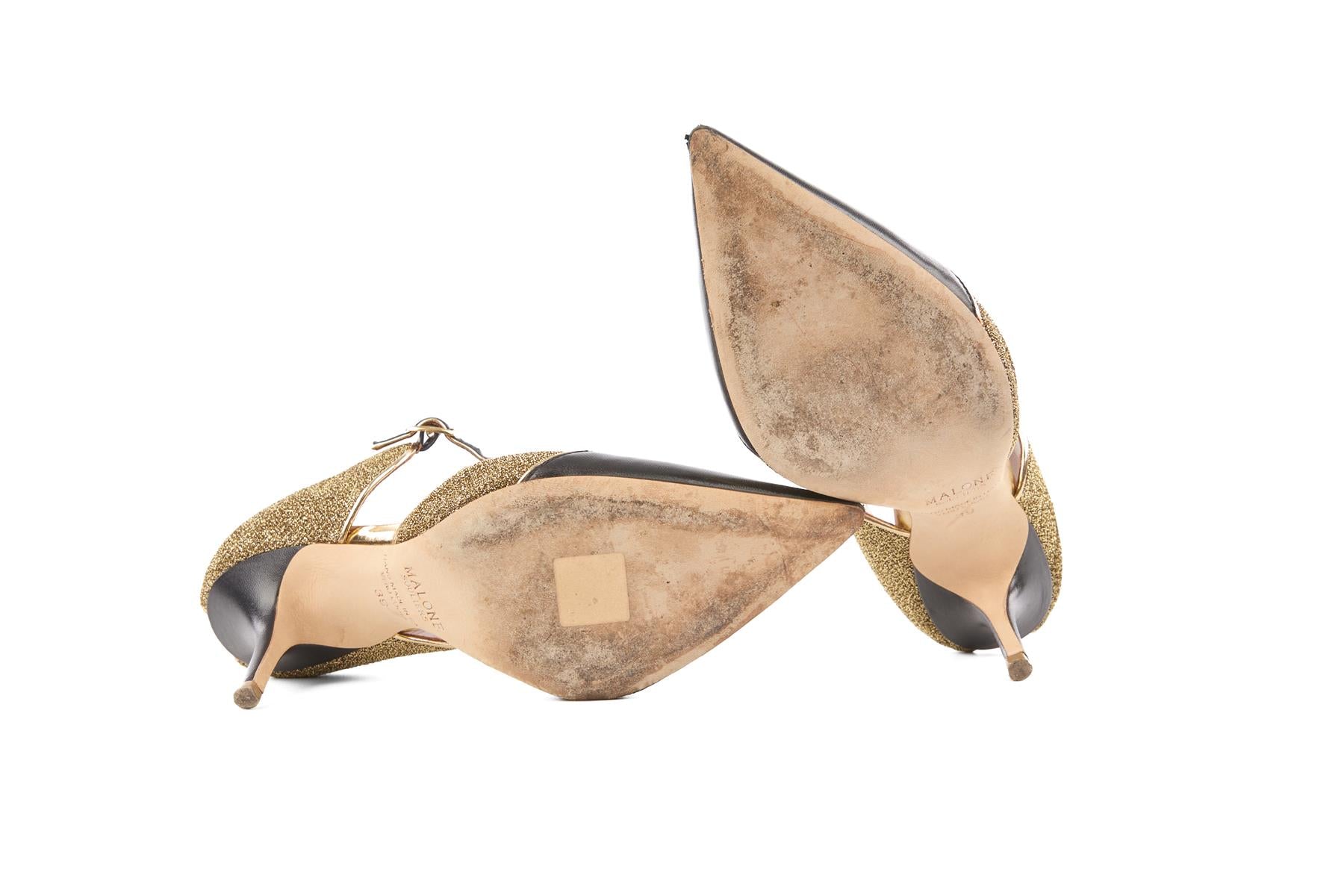 MALONE SOULIERS BLACK LEATHER MULES EU 39 UK 6 US 9