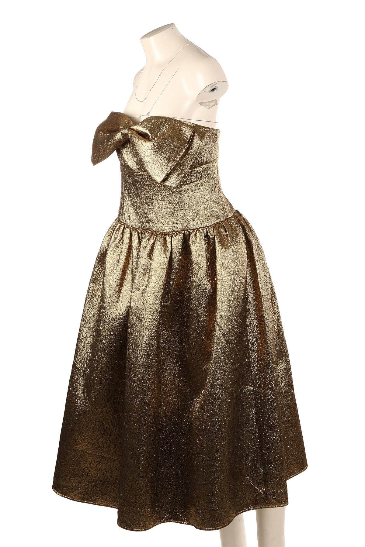 SELF-PORTRAIT GOLD LUREX MIDI DRESS UK 16