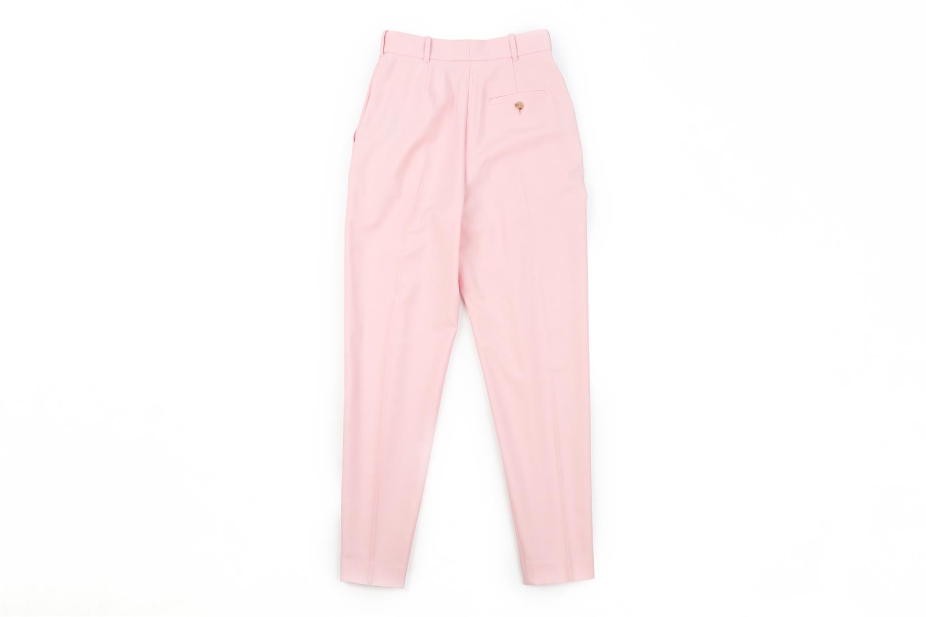 ALEXANDER MCQUEEN PINK WOOL STRAIGHT LEG PANTS IT 38 UK 6