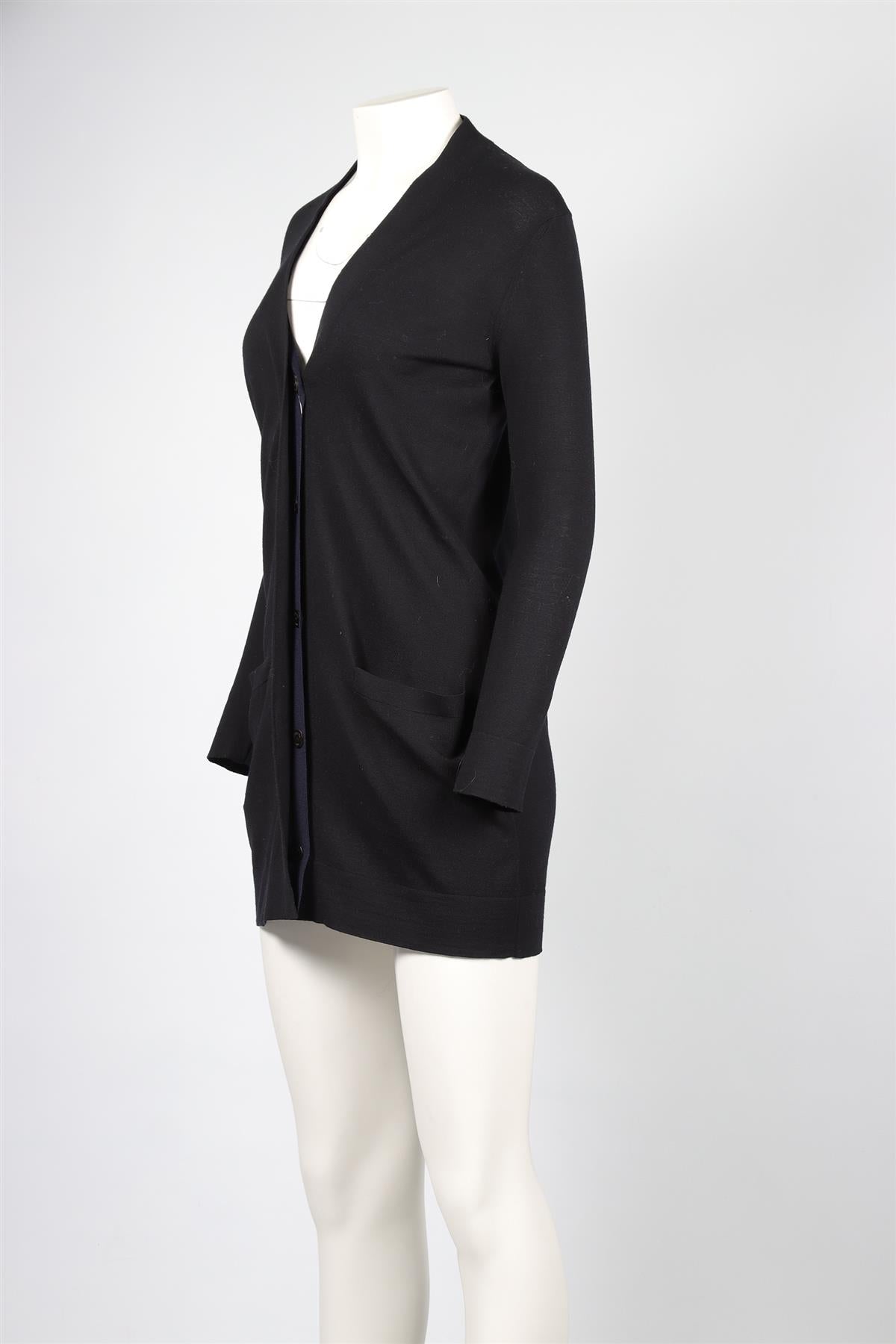 HERMÈS BLACK WOOL CARDIGAN FR 36 UK 8